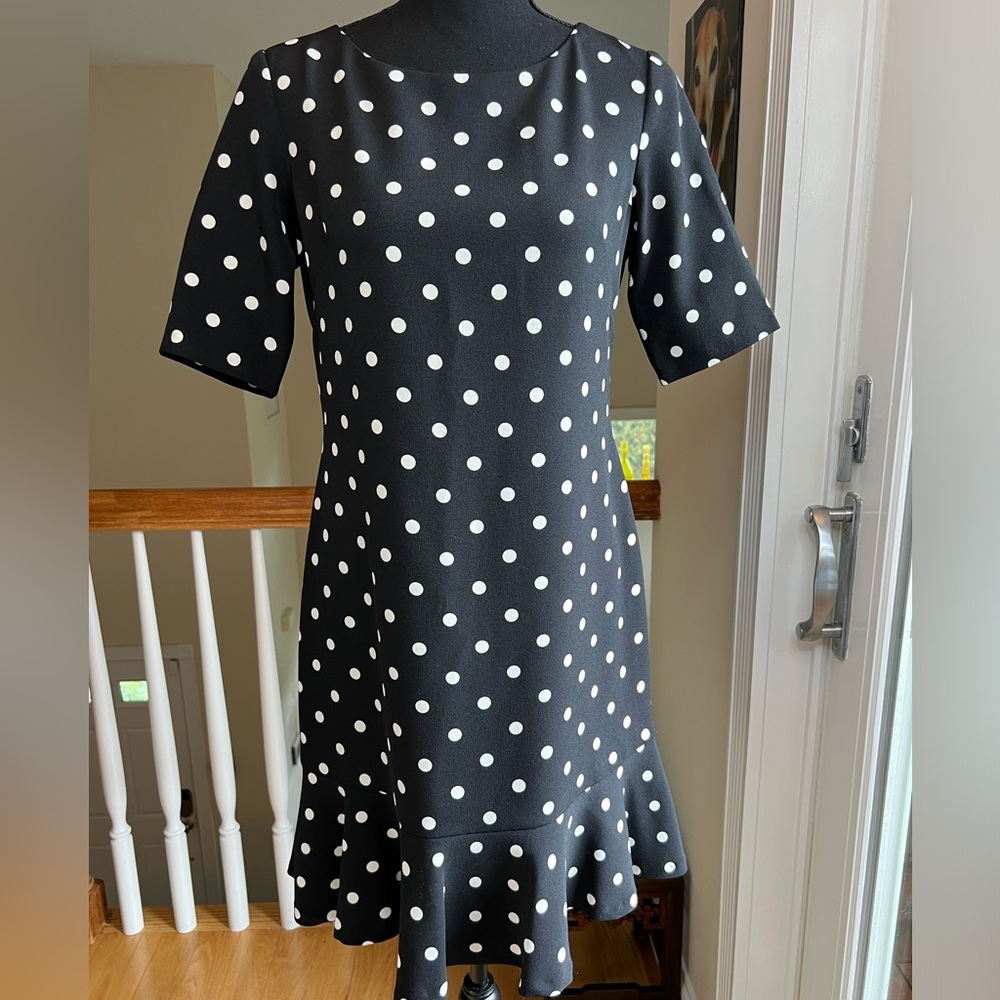 JESSICA HOWARD POLKA DOT SHIFT STYLE SHORT SLEEVE BACK ZIPPER DRESS, LINED